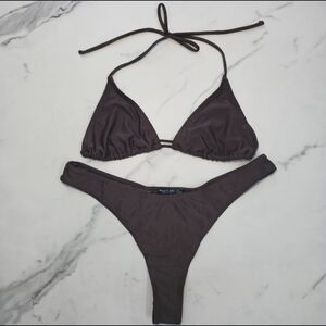 Nasty Gal Brown Bikini Swimwear Set